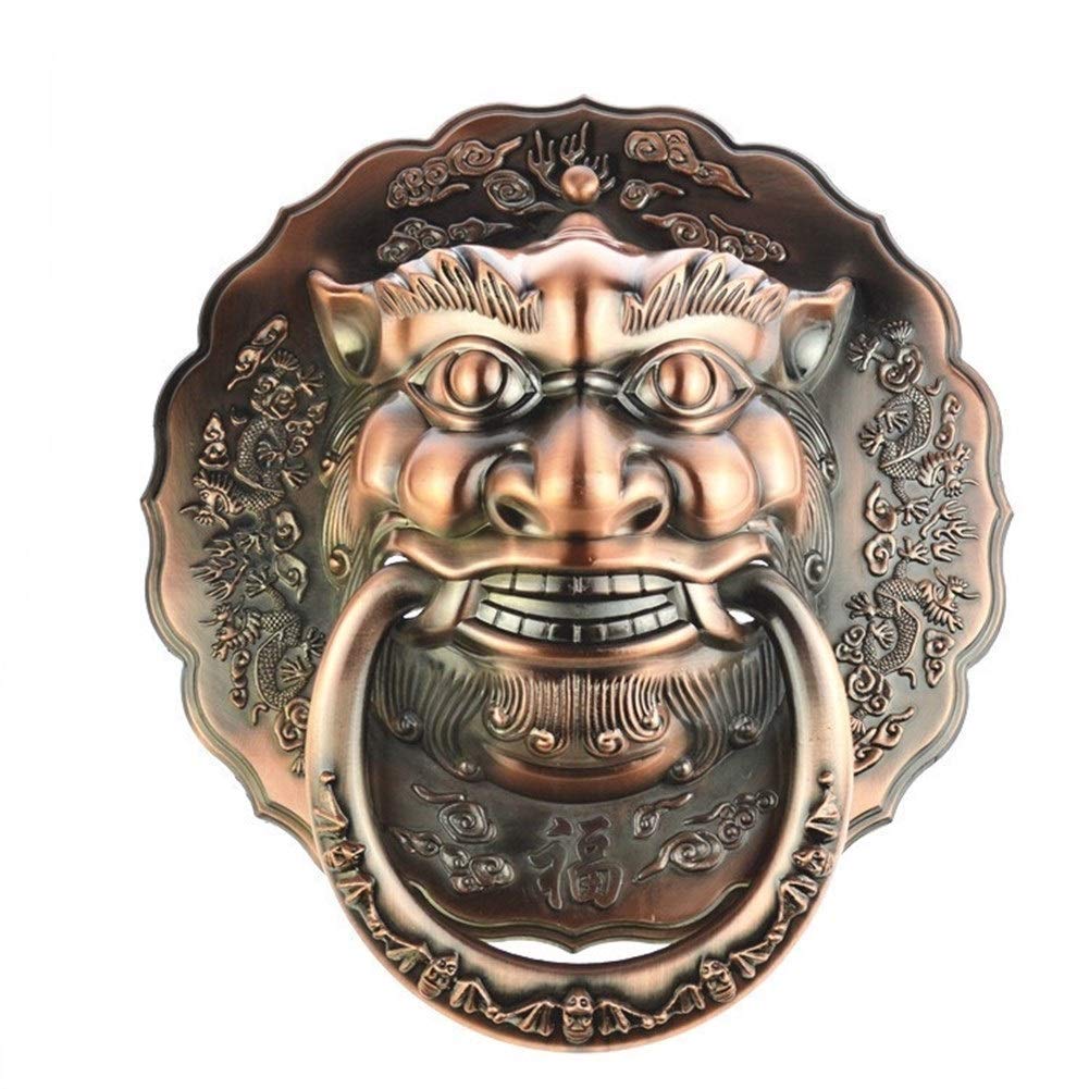 GAXQFEI Vintage Cast Iron Beast Head Door Knocker - Antique Copper Pull Ring for Rustic Doors, Garden Gates & Home Decor (330mm) - Perfect for Gothic, Medieval & Farmhouse Style Entryways