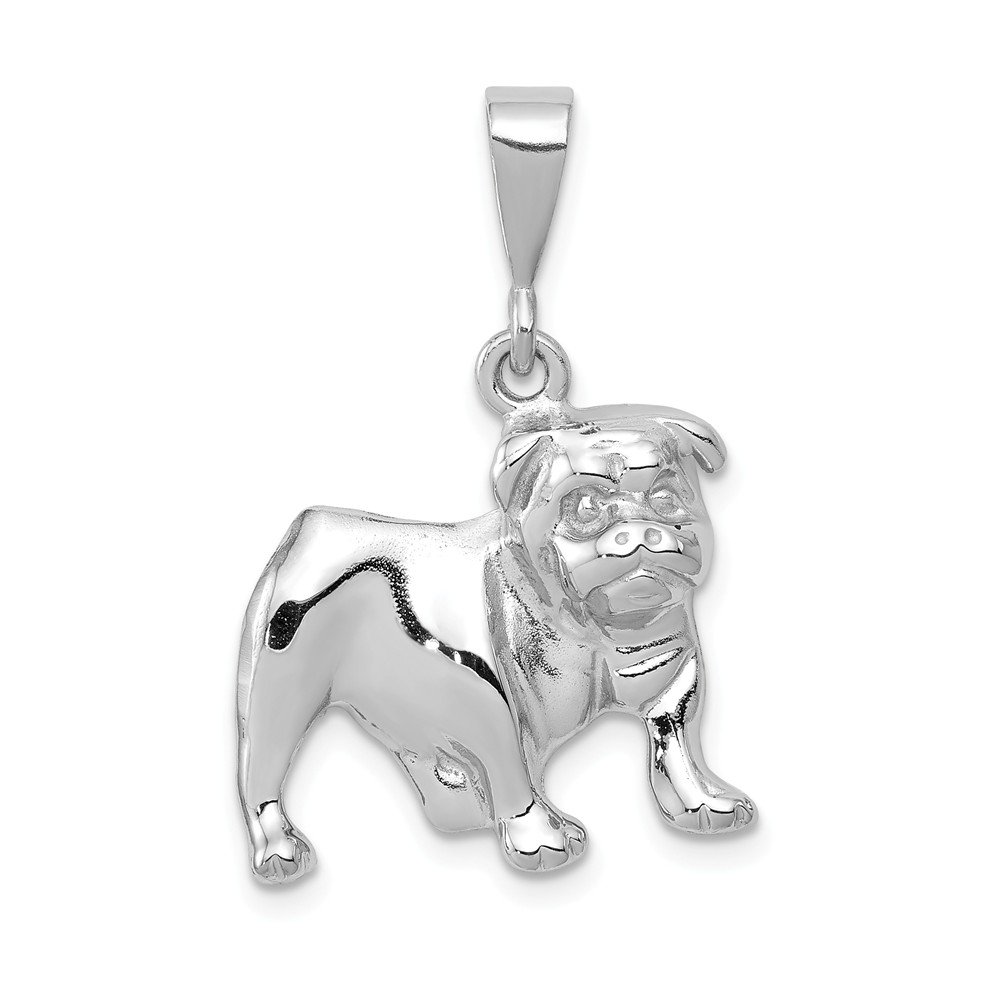 14k White Gold Bulldog Pendant Necklace for Men - 14kt Solid White Gold Dog Charm Jewelry - Perfect for Gifts, Anniversaries & Everyday Wear