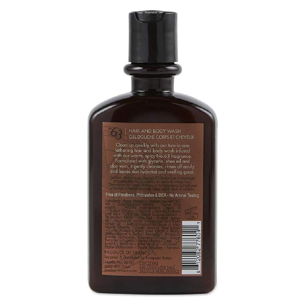 Pre de Provence No. 63 Men's Hair & Body Wash + Lotion Set | Natural French Grooming Kit for Men | Perfect for Shower, Travel & Daily Skincare Routine