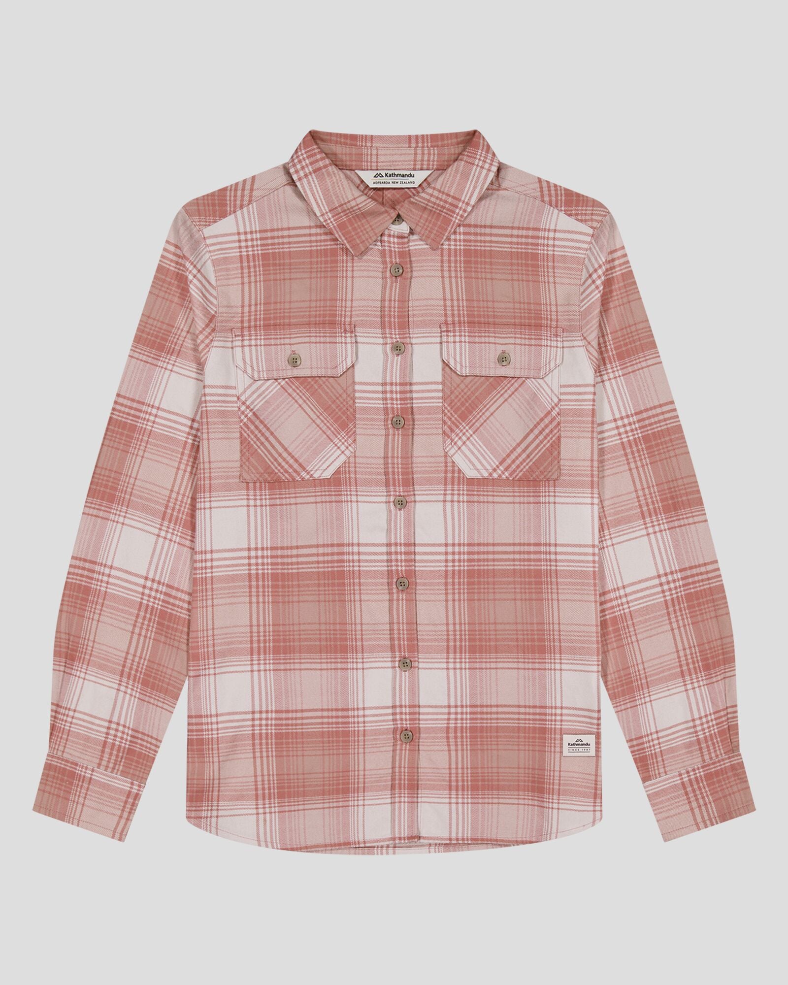 Women's Carrillon HF Long Sleeve Shirt - Shadow Plaid Mineral Print Casual Button-Up Top for Work, Office & Everyday Wear