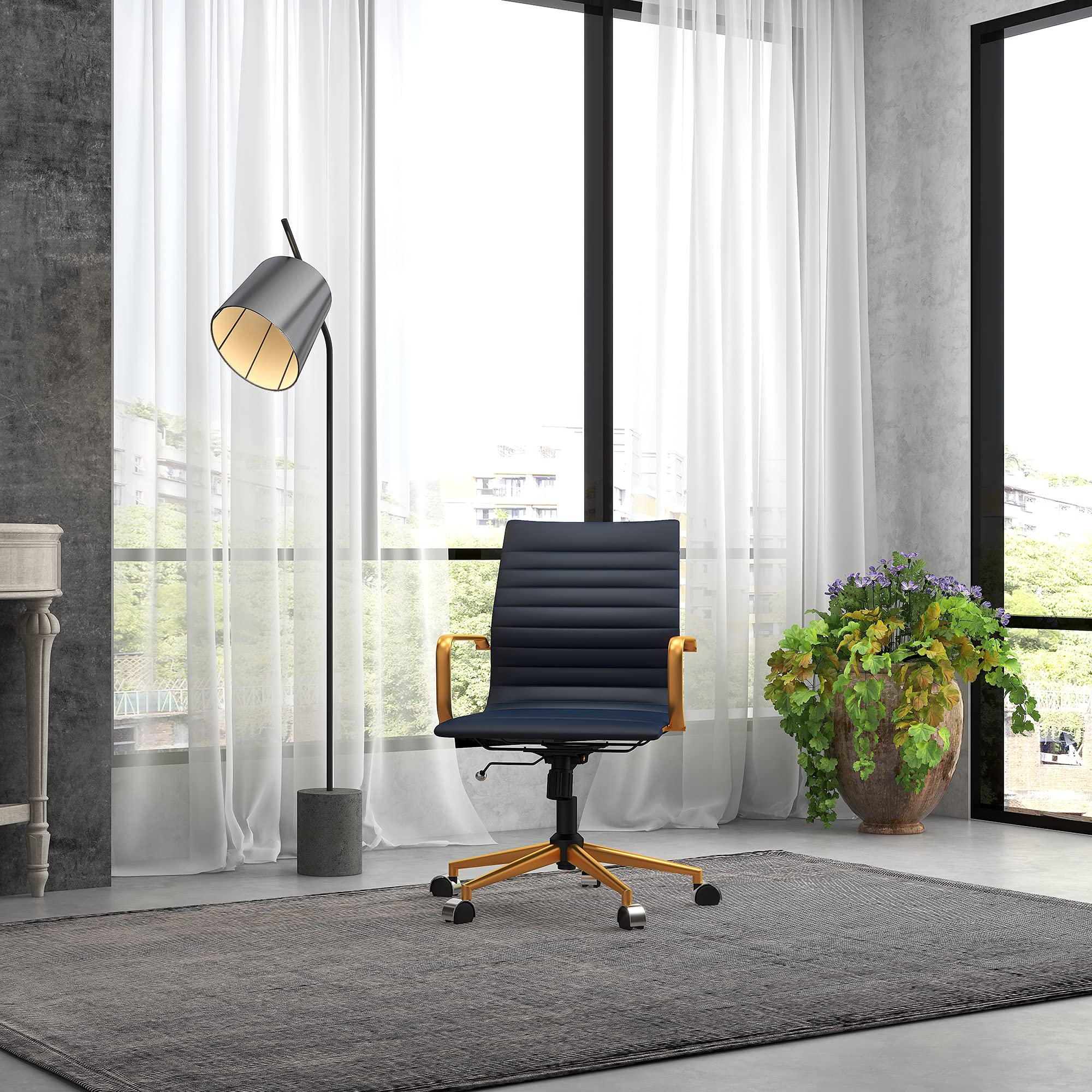 Premium CAROCC Gold Office Chair - Modern Ergonomic Desk Chair with Wheels & Adjustable Arms - Home Office, Conference Room & Executive Swivel Rolling Chair for Comfort & Style