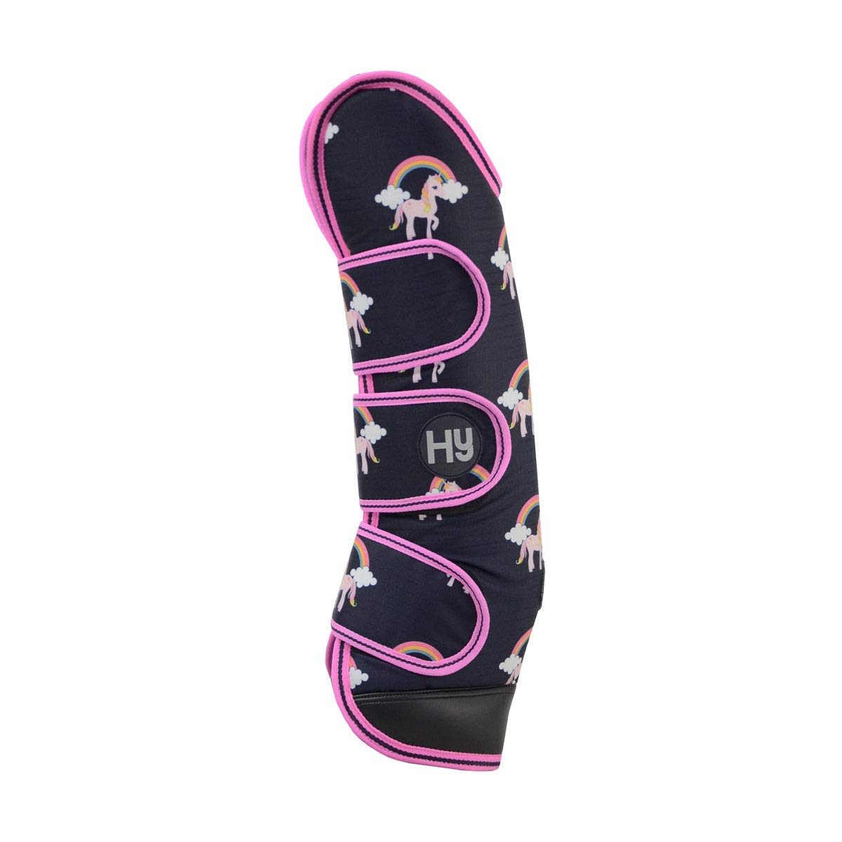 Hy Unicorn Travel Horse Boots for Cob Size - Navy & Pink Waterproof Equestrian Boots - Perfect for Riding, Training & Show Jumping