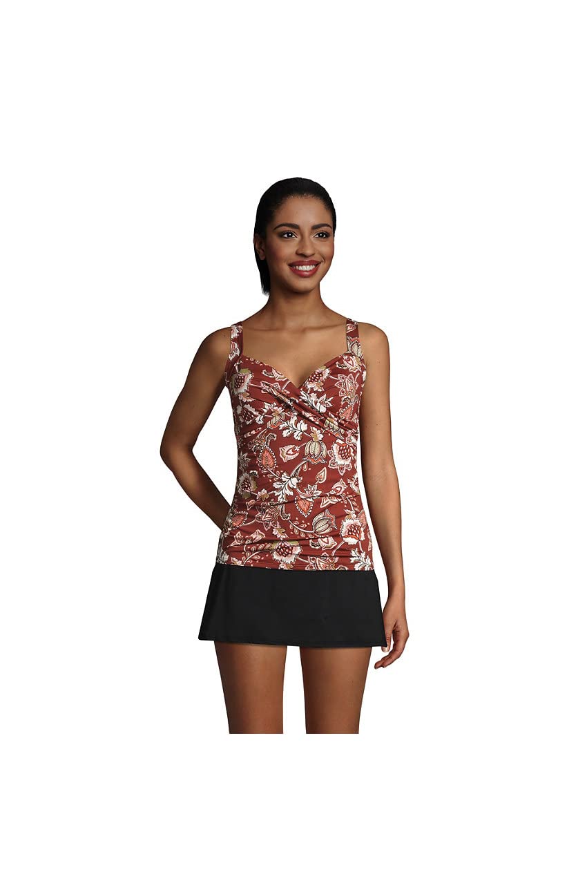 Lands' End Women's Wrap Underwire Tankini Top Swimsuit - Comfortable Swimwear for Beach, Pool & Vacation | Plus Size & Petite Options Available