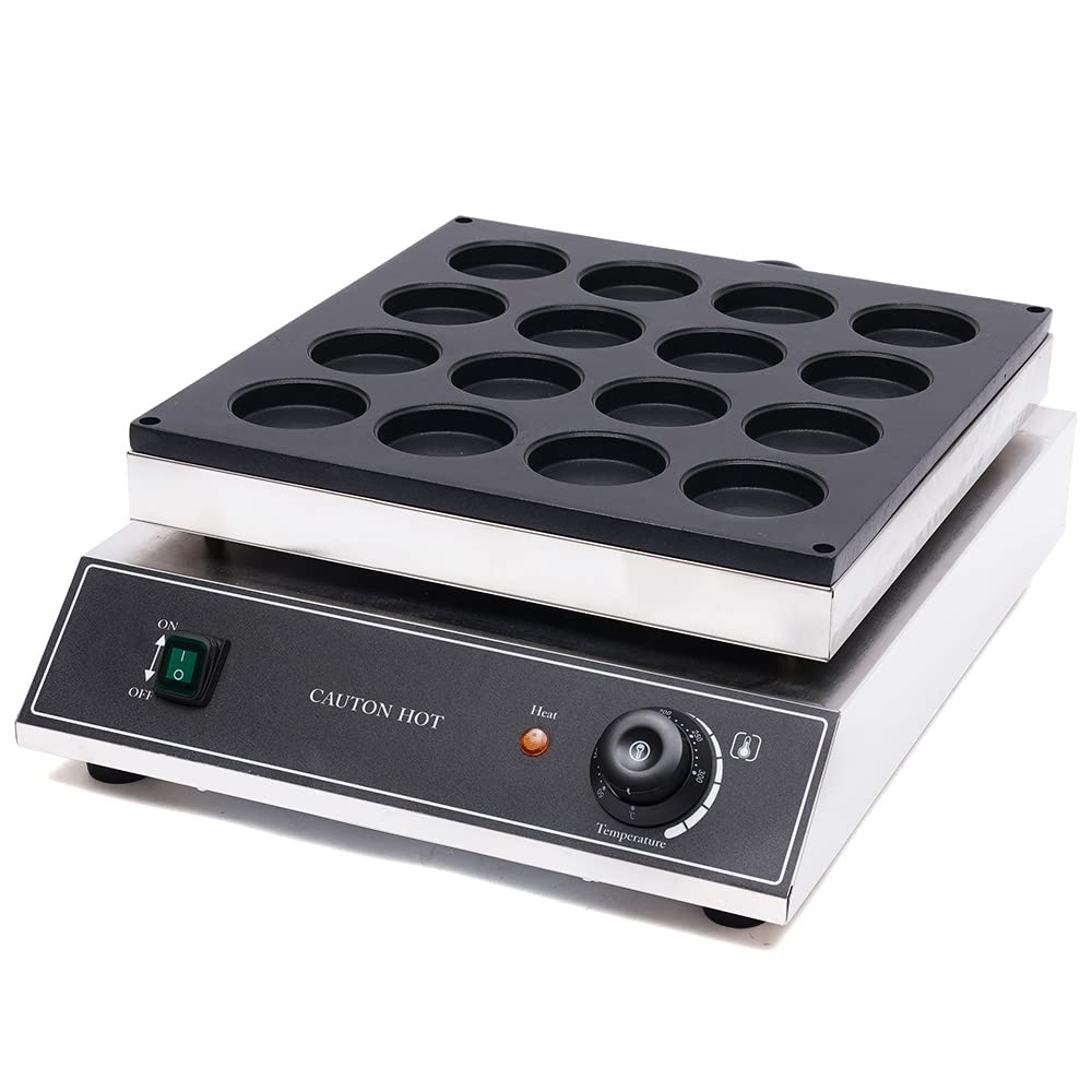 16-Hole Commercial Red Bean Waffle Maker 1700W - Nonstick Electric Waffle Iron for Bakeries, Restaurants & Cafes - Perfect for Making Bubble Waffles, Hong Kong Egg Waffles & Street Food Snacks