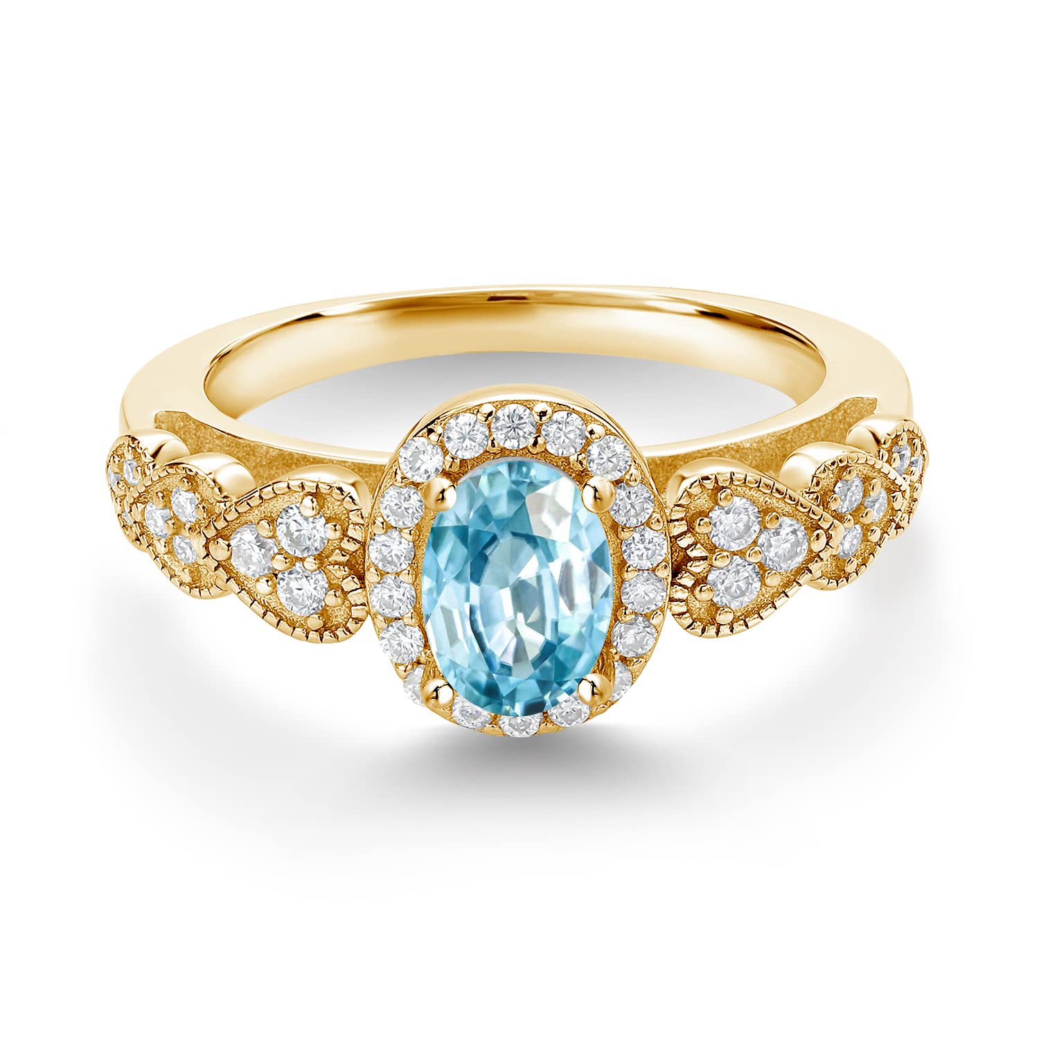 18K Yellow Gold Plated Silver Heart Ring with Oval Zircon Moissanite (1.43 Cttw) - Elegant Jewelry for Valentine's Day, Anniversary & Romantic Gifts | Gem Stone King