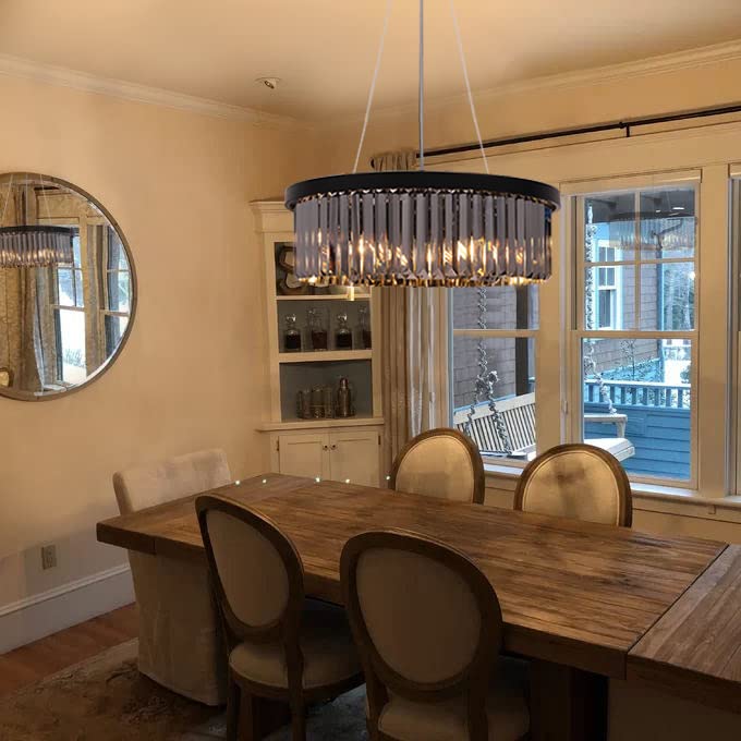 Wellmet 6-Light Crystal Chandelier - Modern Farmhouse Gold Teak Pendant Light Fixture (21.66