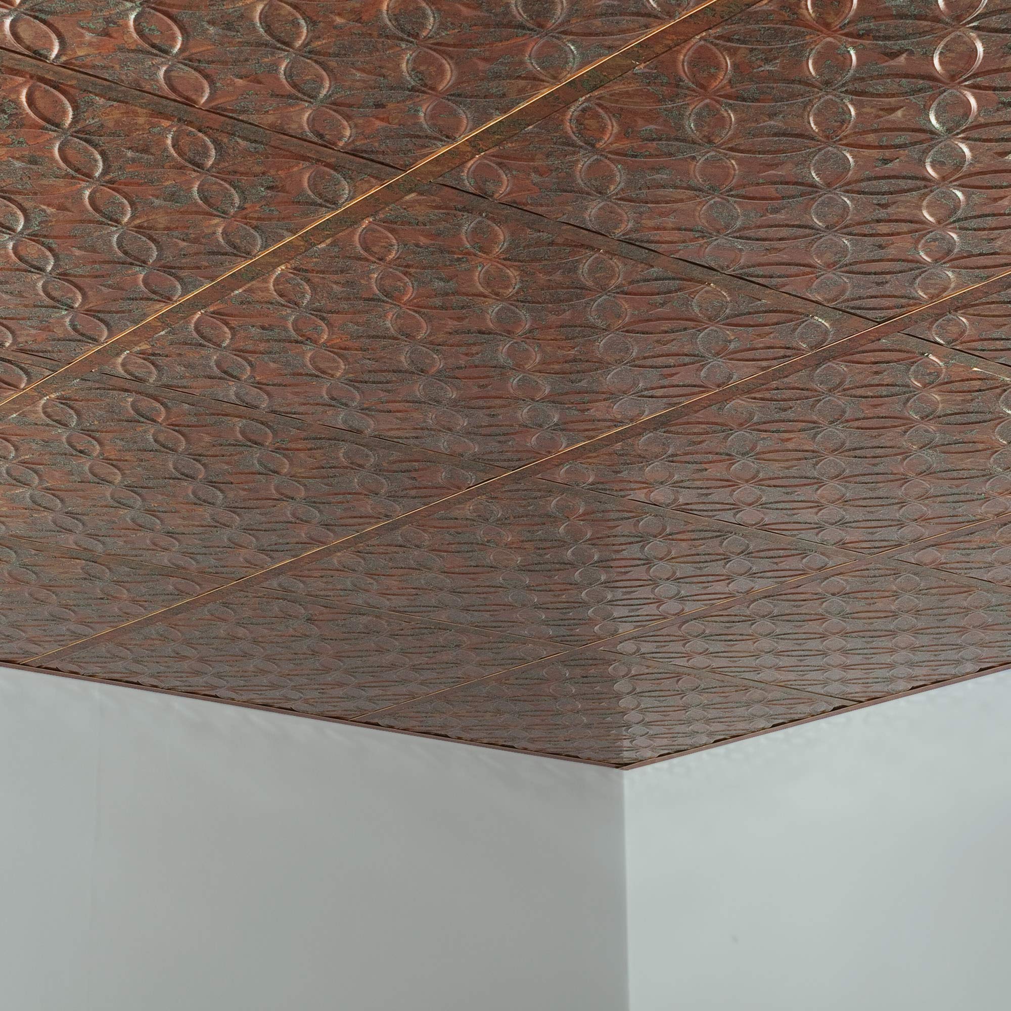 FASÄDE Copper Fantasy Decorative Vinyl Ceiling Tiles 2ft x 2ft (5 Pack) - Lay-in Acoustic Panels for Home Theater, Office & Restaurant Ceiling Design