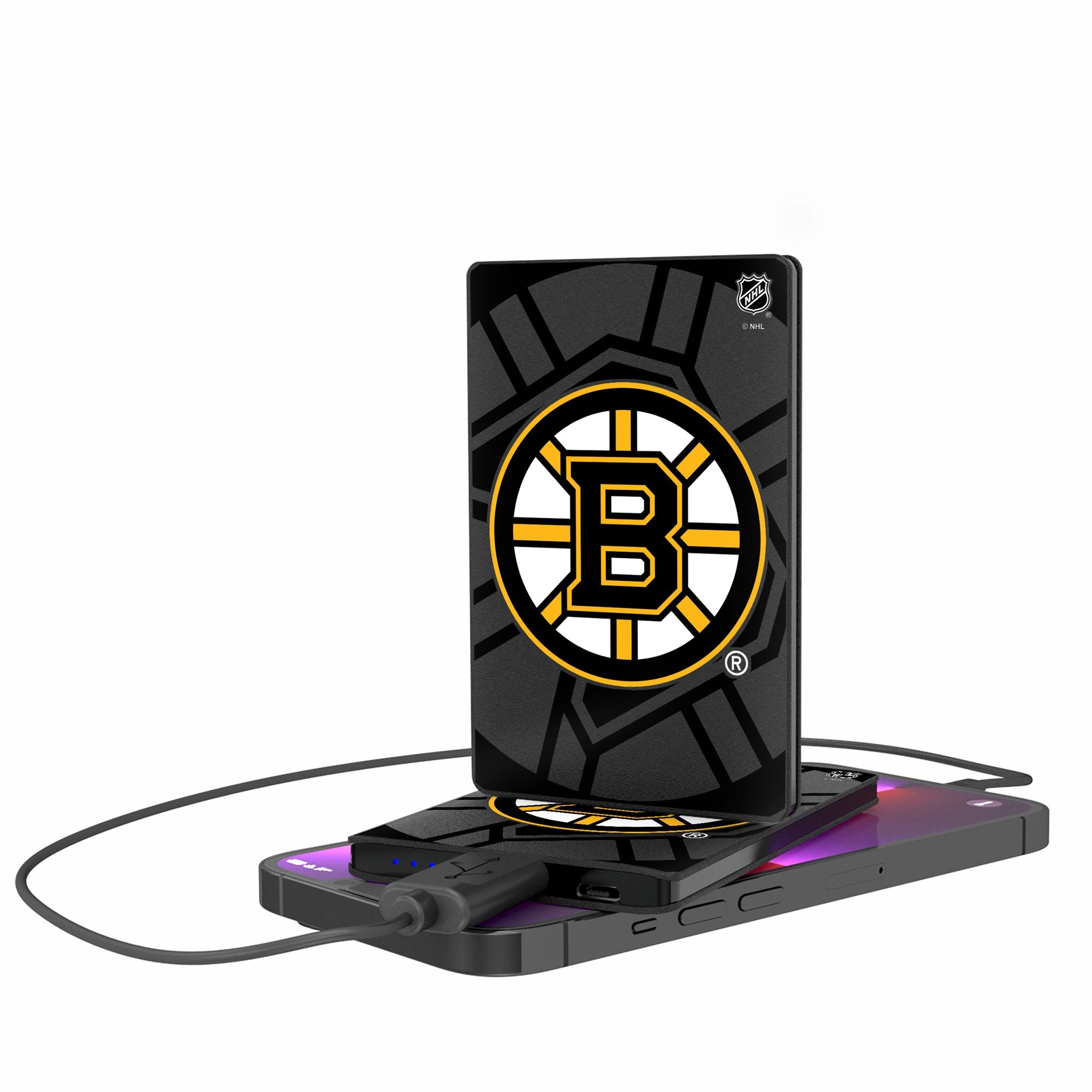 Boston Bruins Monocolor Tilt 2500mAh Portable Charger - Slim Credit Card Sized Power Bank for Phones - Perfect for Travel, Work & Bruins Games