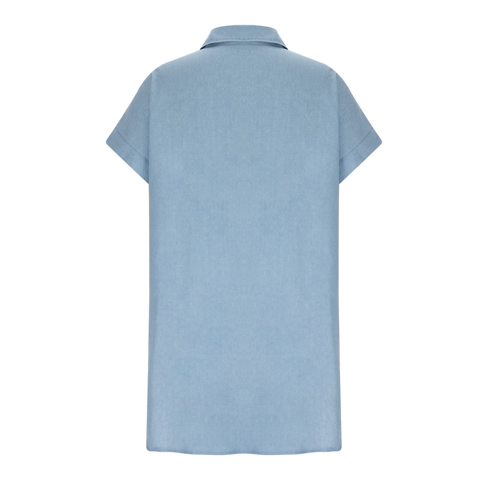 Women's Distressed Denim Shirt Dress - Casual Button Down Mini Dress for Summer Outings