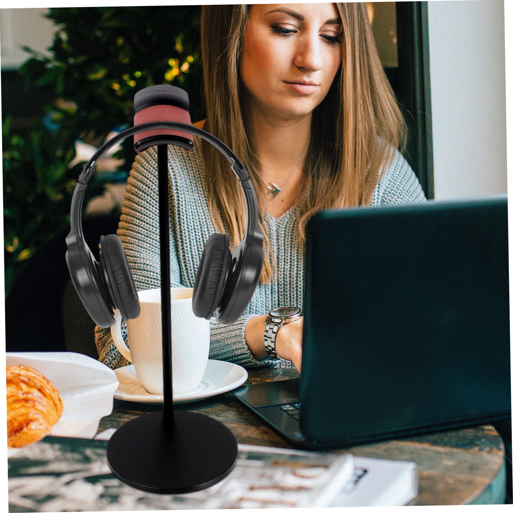DOITOOL 3-Pack Aluminum Alloy Headphone Hanger Holder - Space Saving Desktop Headset Stand for Gaming, Office & Home Organization (Black)