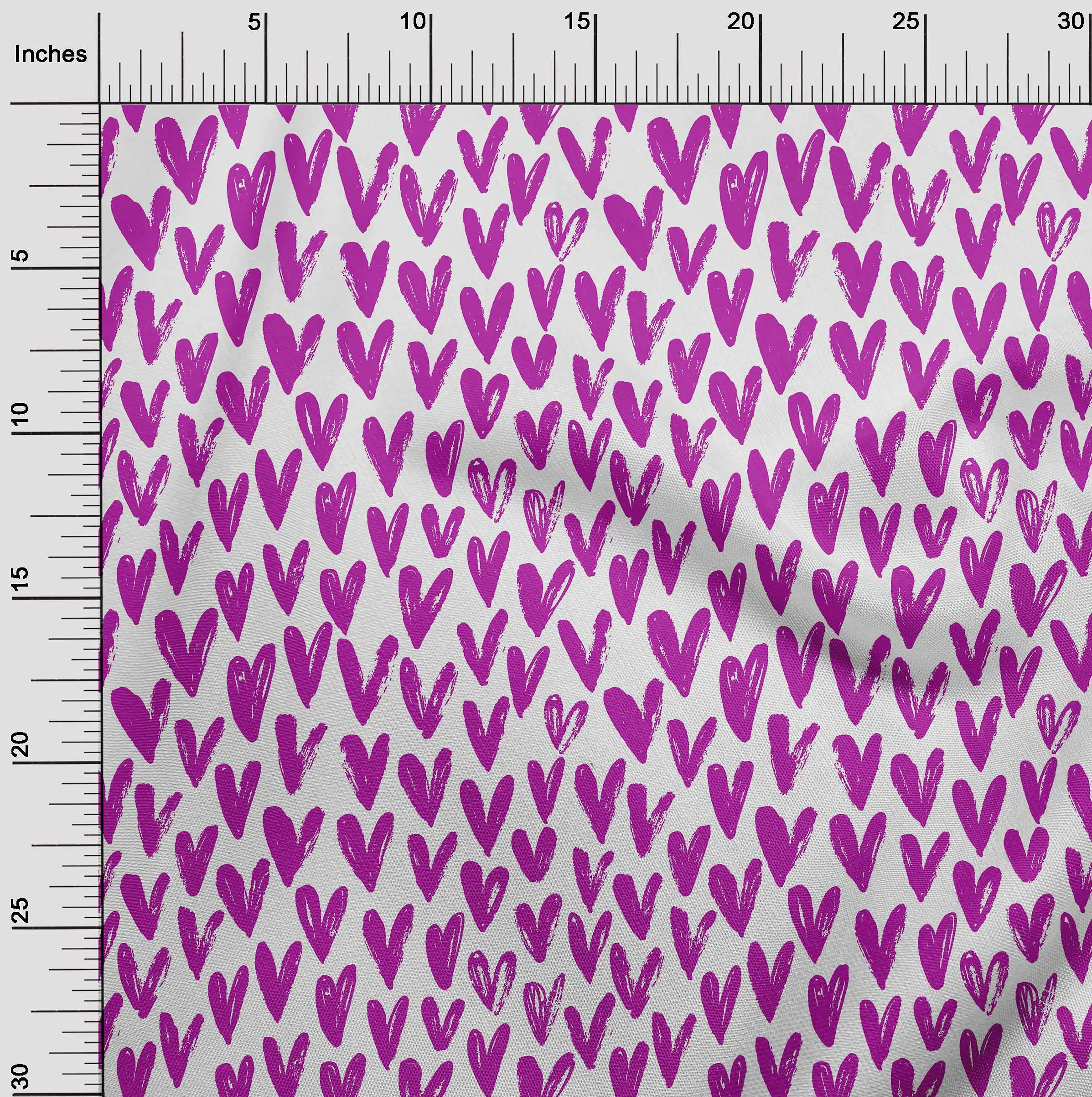 oneOone 100% Cotton Jersey Fuschia Pink Valentine Heart Print Fabric by The Yard - 58 Inch Wide Soft Knit Material for DIY Dresses, Crafts & Home Decor