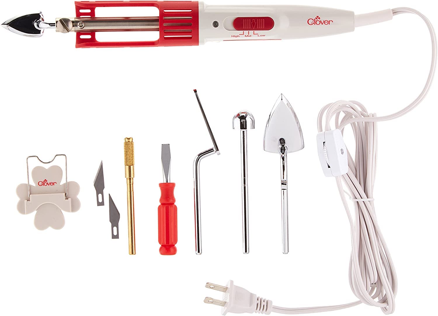 Clover Mini Iron II with Adapter Set - Perfect for Sewing, Quilting & Crafting Projects | Portable Iron for Fabric, DIY Crafts & Home Decor | Model #9101