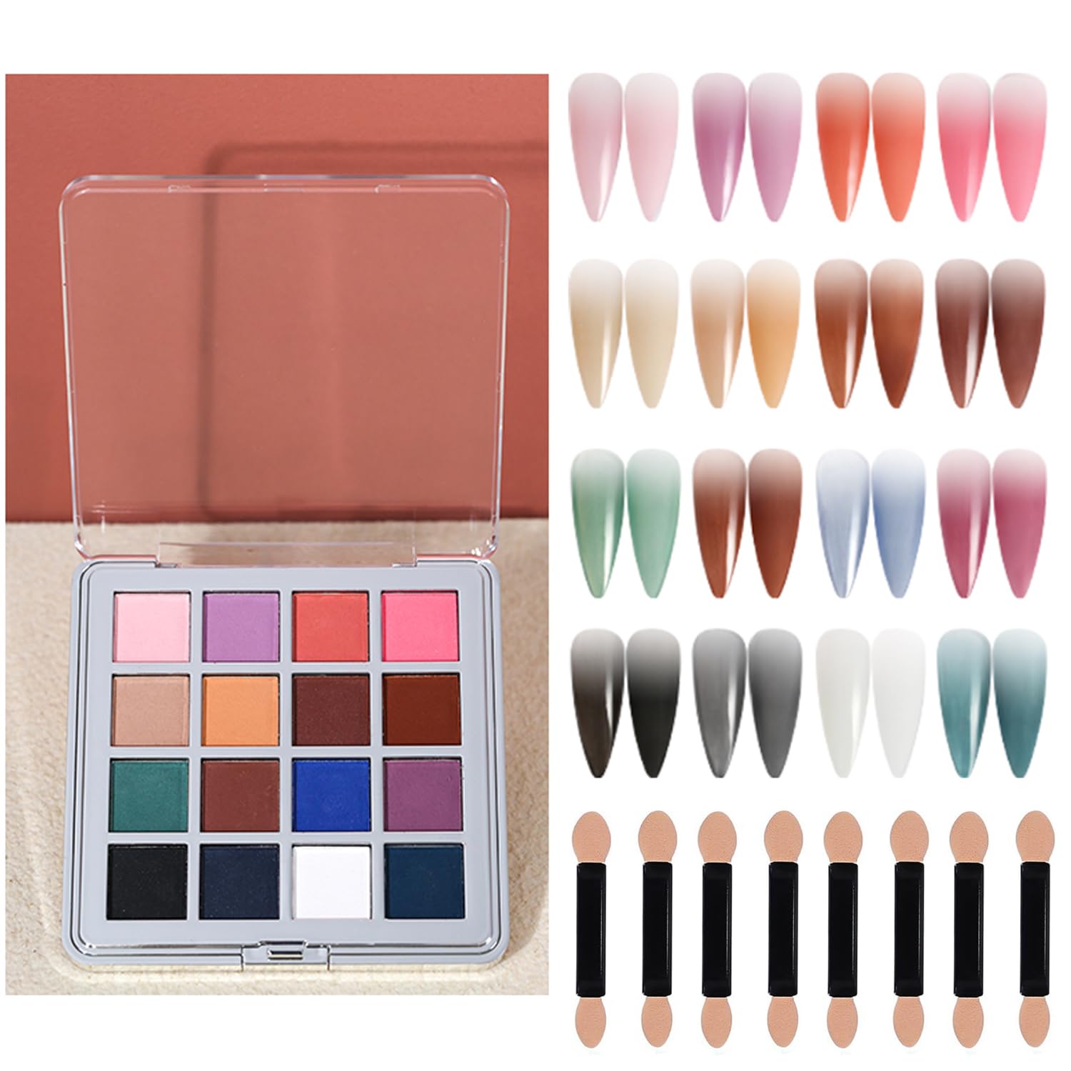 16 Colors Gradient & Solid Nail Powder Set - Vibrant Nail Pigment Palette for Stunning DIY Nail Art | Ombre Glitter Powder for Acrylic, Gel & Dip Nails | Perfect for Salon, Home Manicure & Nail Art Designs