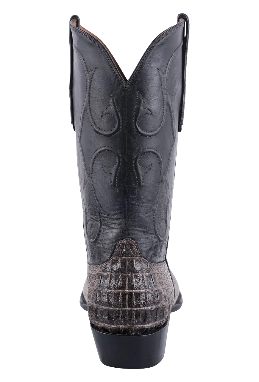 Premium Black Jack Caiman Hornback Cowboy Boots in Gray - Handcrafted Exotic Leather Western Boots for Men | Perfect for Rodeo, Country Music Festivals & Western Fashion