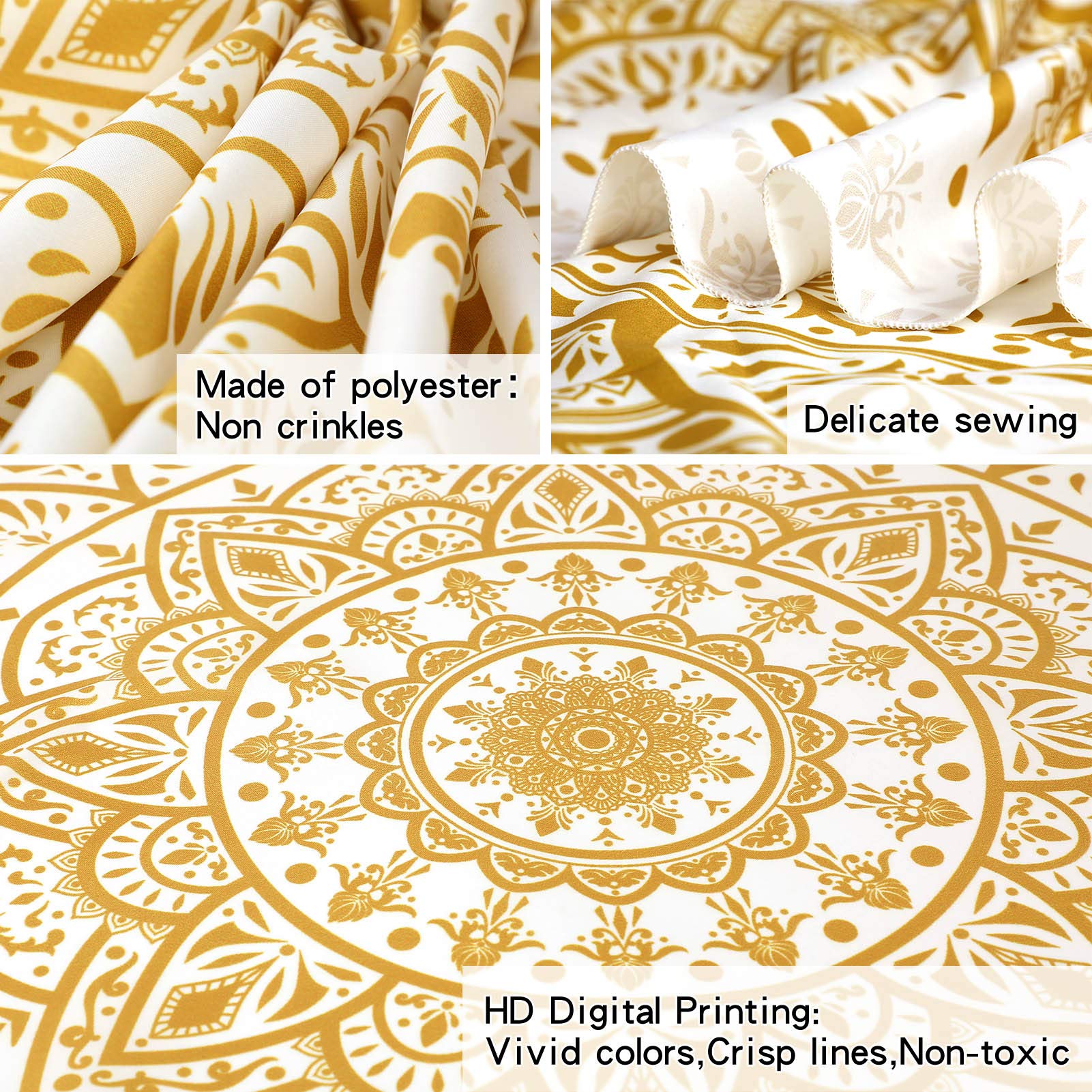 Edeesky White and Gold Mandala Tapestry Wall Hanging - Boho Chic Home Decor for Living Room, Bedroom, Dorm - Perfect for Meditation Spaces, Yoga Studios & Festival Decor
