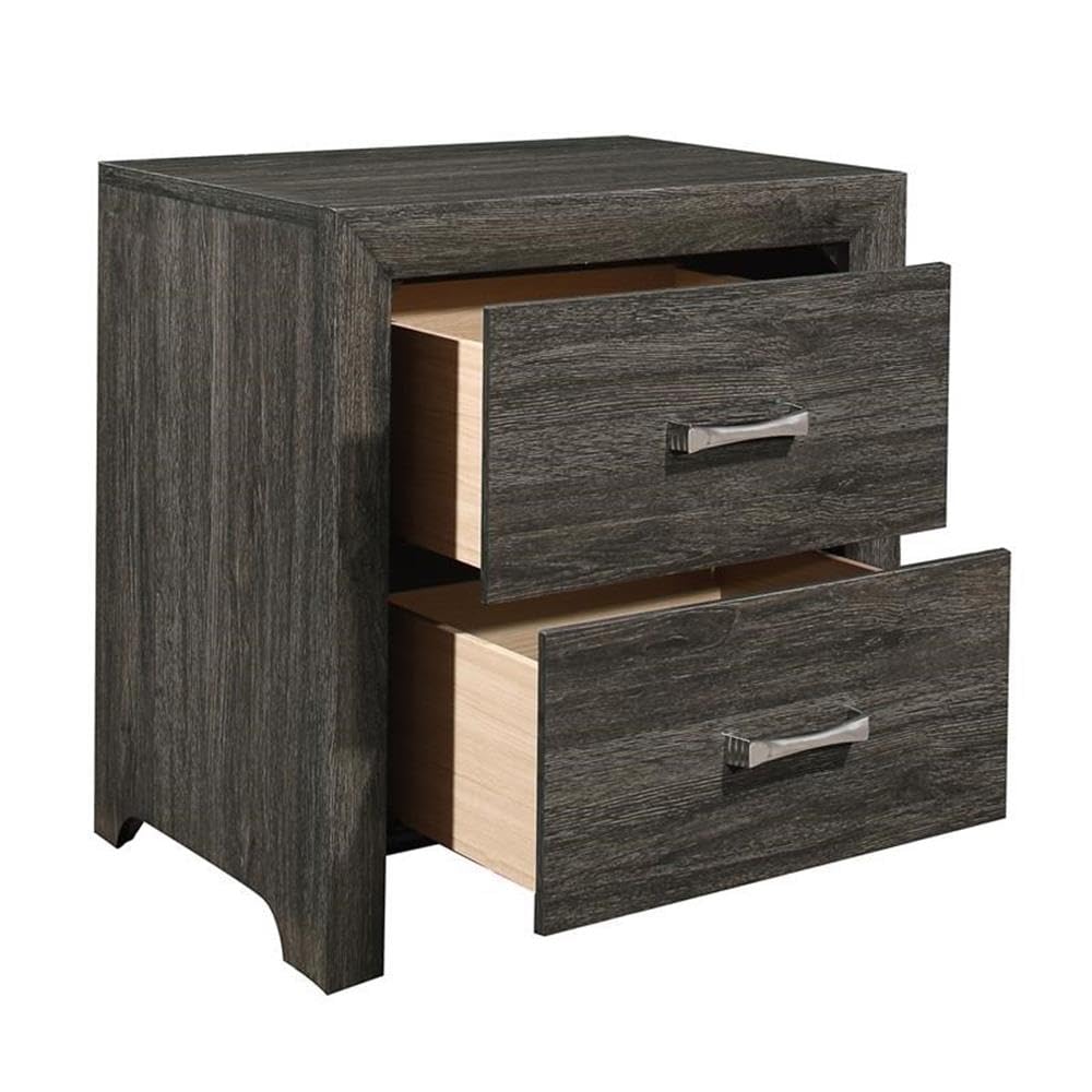 Lexicon Edina 2-Drawer Modern Nightstand - Dark Gray Wood Bedside Table for Bedroom, Living Room & Guest Room | Stylish Storage Solution with Drawers