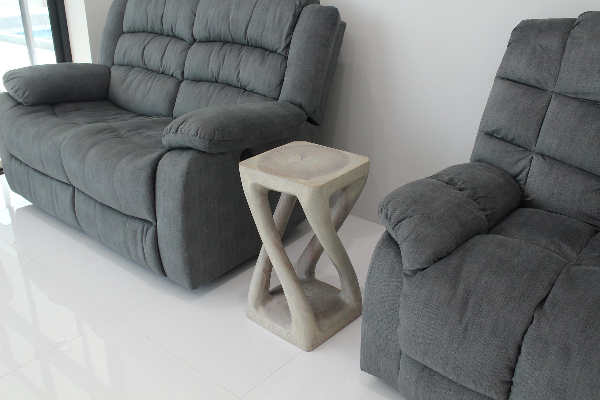 Haussmann® Wood Vine Twist Stool Accent Table - 12