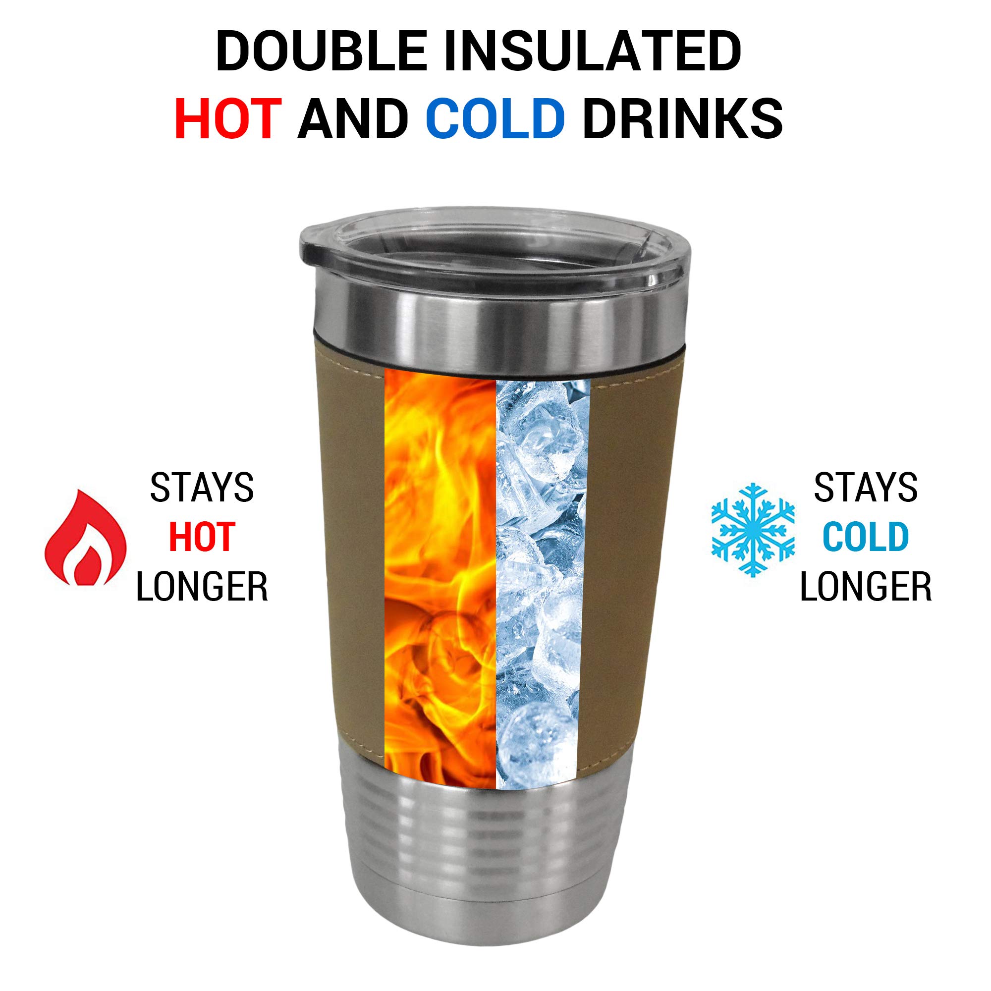 20oz Stainless Steel Vacuum Insulated Tumbler with Acoustic Guitar Leather Wrap - Black Music Lover's Travel Mug for Coffee, Tea & Cold Drinks | Perfect for Musicians, Camping & Outdoor Adventures