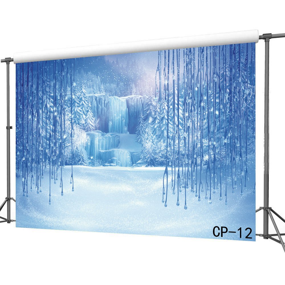 LYWYGG 7x5ft Winter Photography Backdrop - Snowy Ice Crystal Christmas Background for Kids Photo Studio Props | Perfect for Holiday Portraits, Newborn Shoots & Seasonal Decorations