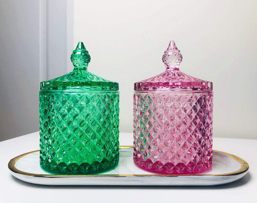 Premium Crystal Diamond Glass Jar with Airtight Lid - Food Storage Container for Candy, Sugar, Spices & Dry Goods - Perfect for Kitchen Pantry Organization & Home Decor