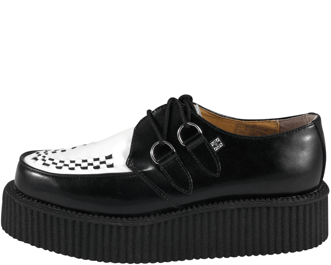 T.U.K Black & White Rude Boy Viva Mondo Creeper Shoes - Punk Rock Unisex Platform Sneakers for Concerts, Streetwear & Alternative Fashion