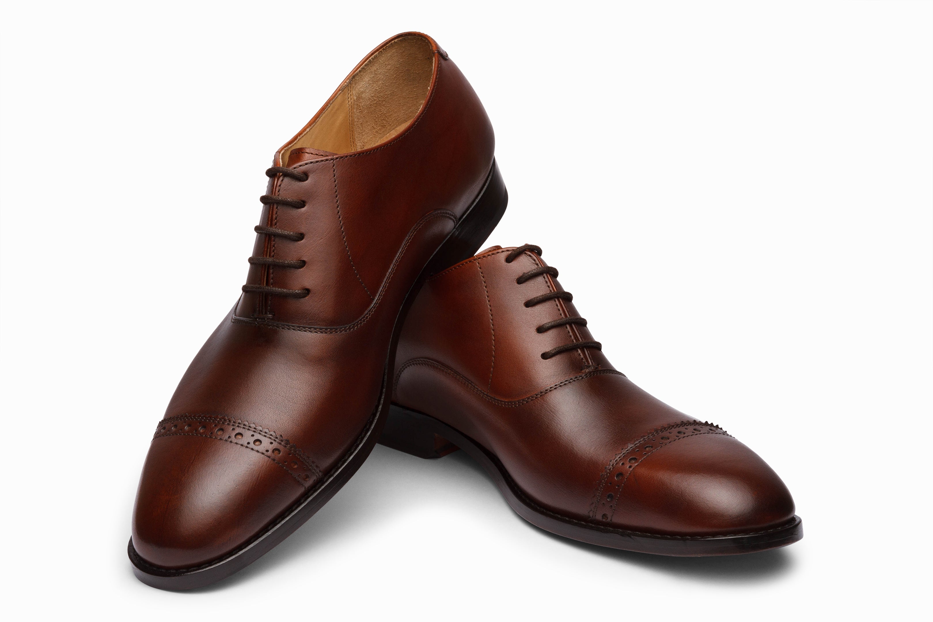 Stylish Brown Quarter Brogue Oxford Shoes for Men - Perfect for Business, Formal Events & Office Wear