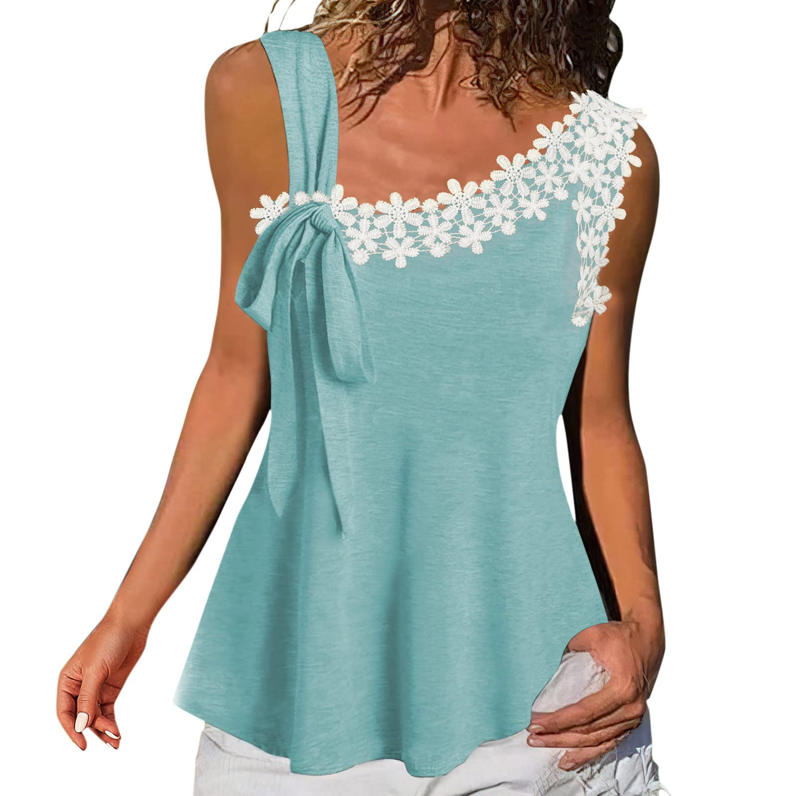 Sparkly Sexy One Shoulder Crop Tank Top for Women - Sleeveless Ruched Summer Tops - Perfect for Beach, Party & Night Out