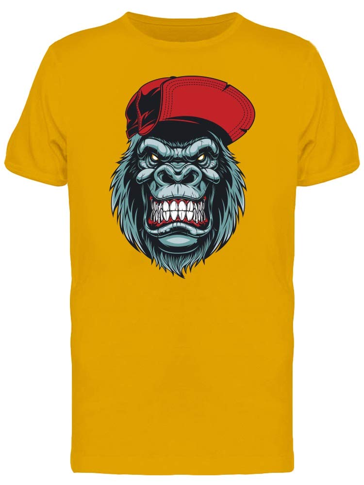 Happy Gorilla in A Red Cap Graphic T-Shirt for Men - Casual Streetwear & Funny Animal Tee for Everyday Wear, Parties, and Gifts