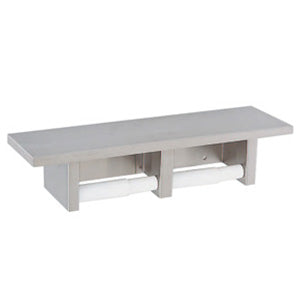 Gamco SPH 2 Wall Mounted Shelf with Toilet Paper Holder - Double Roll Dispenser for Bathroom, Restroom & Commercial Use