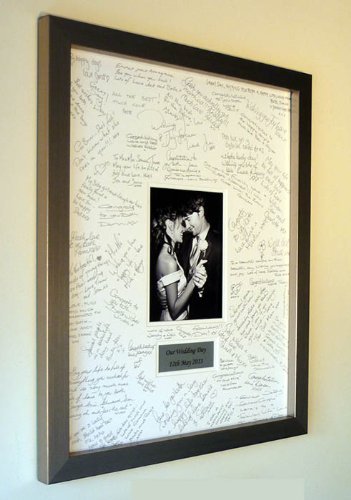 Personalized Silver Wedding Guest Book Frame - Modern Alternative to Traditional Guest Books - Perfect for Weddings, Anniversaries & Special Events (Ivory Portrait Orientation)