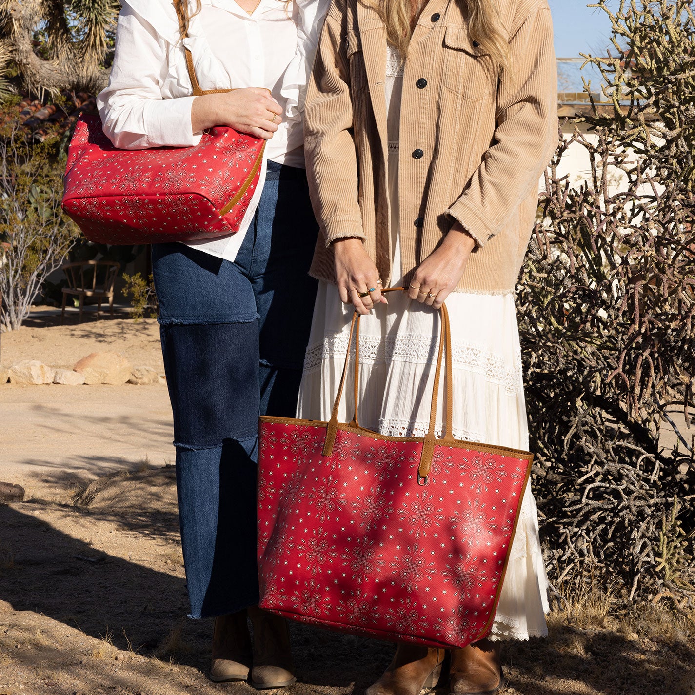 All That Tote Large Coated Canvas Bag - Red Journey Bandana Print - Perfect for Travel, Shopping & Everyday Use