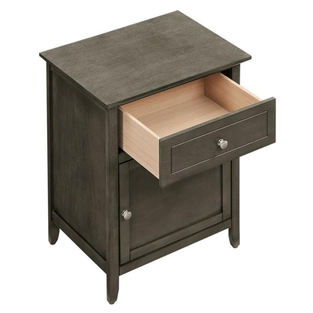 Glory Furniture Izzy 1-Drawer 1-Door Nightstand in Gray - Modern Bedside Table for Bedroom, Living Room & Guest Room - Compact Storage Solution with Sleek Design