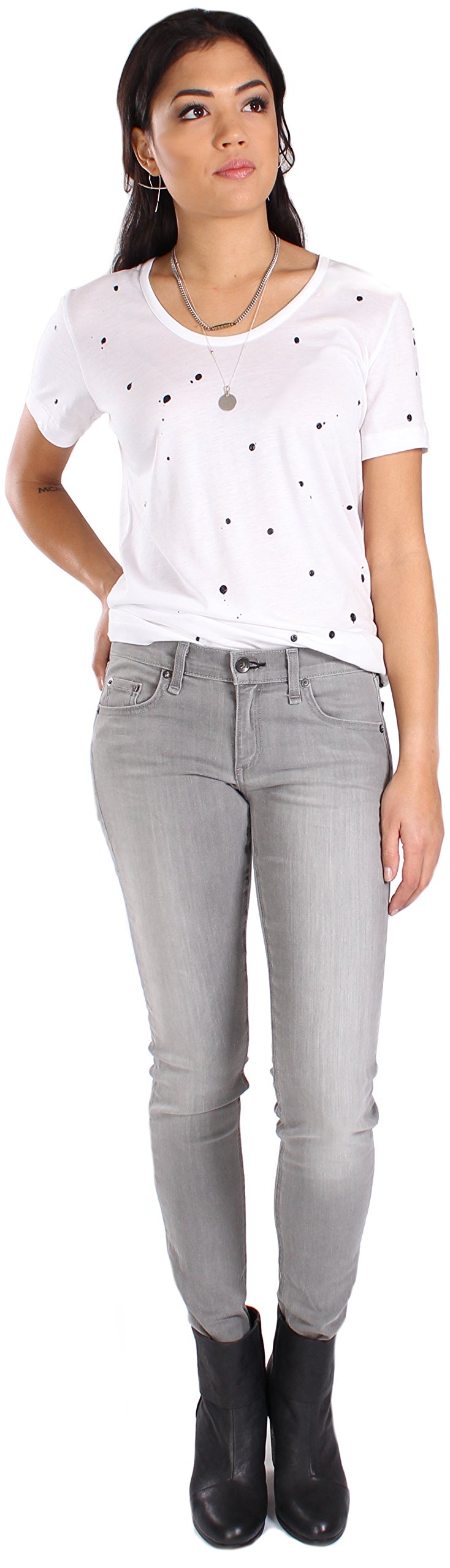 rag & bone Dre Jean in Aged Grey - Women's High-Rise Skinny Jeans (Size 25) | Distressed Denim Pants for Casual Wear & Night Out
