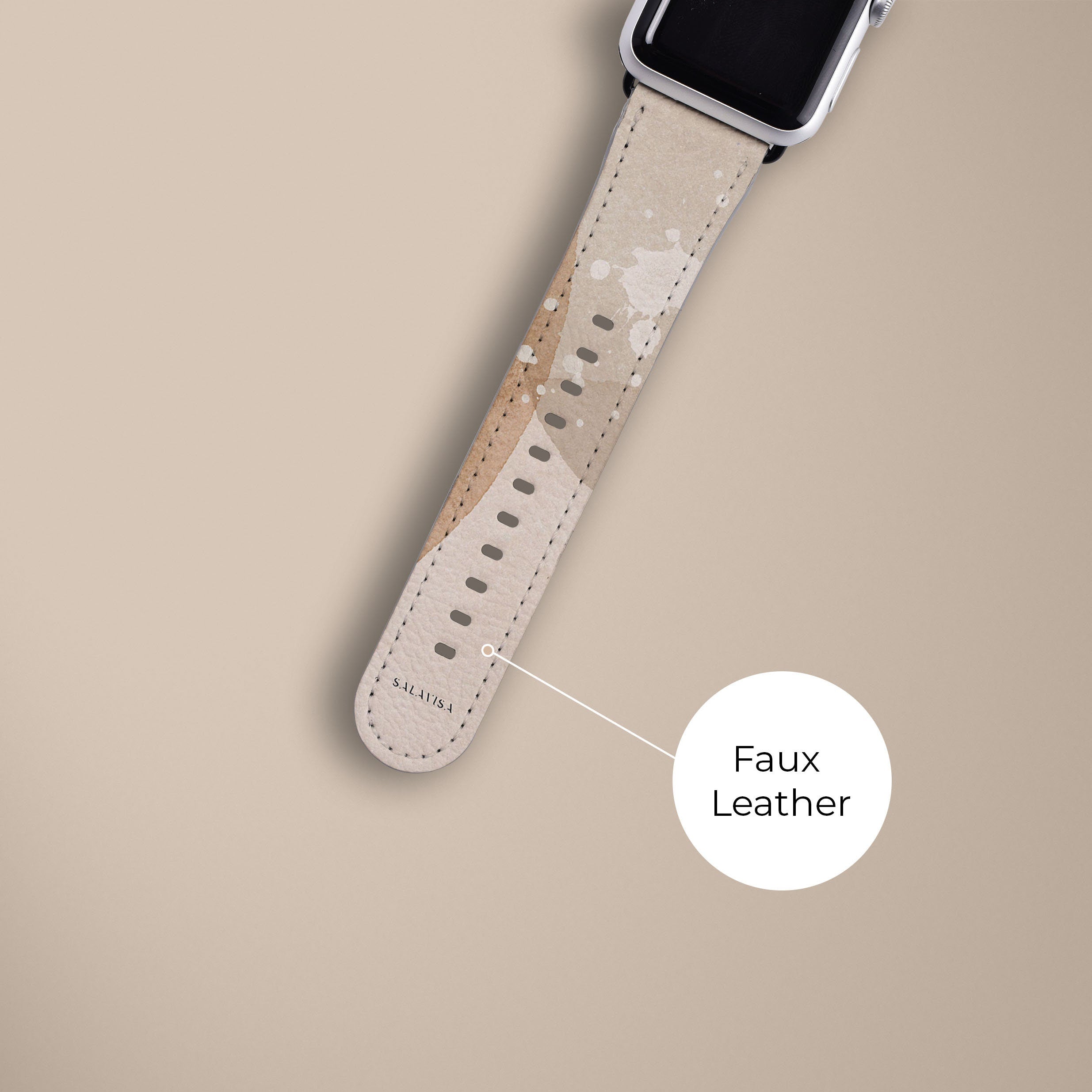 Beige Watercolor Art Watch Band - Adjustable Replacement Strap for Apple Watch, Fitbit & Samsung - Perfect for Casual, Office & Outdoor Activities
