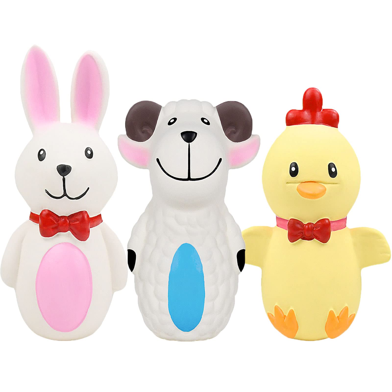 3 Pack Easter Dog Chew Toys - Soft Latex Squeaky Bunny & Chicken Toys for Small to Medium Dogs | Durable Puppy Chewing Toys for Playtime & Training | Perfect for Easter Gifts, Indoor & Outdoor Fun