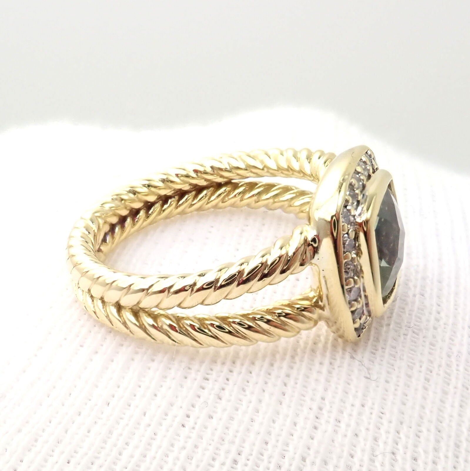 David Yurman Albion 18k Yellow Gold Diamond Citrine Ring Size 5.25 - Elegant Jewelry for Women, Perfect for Weddings, Anniversaries & Special Occasions