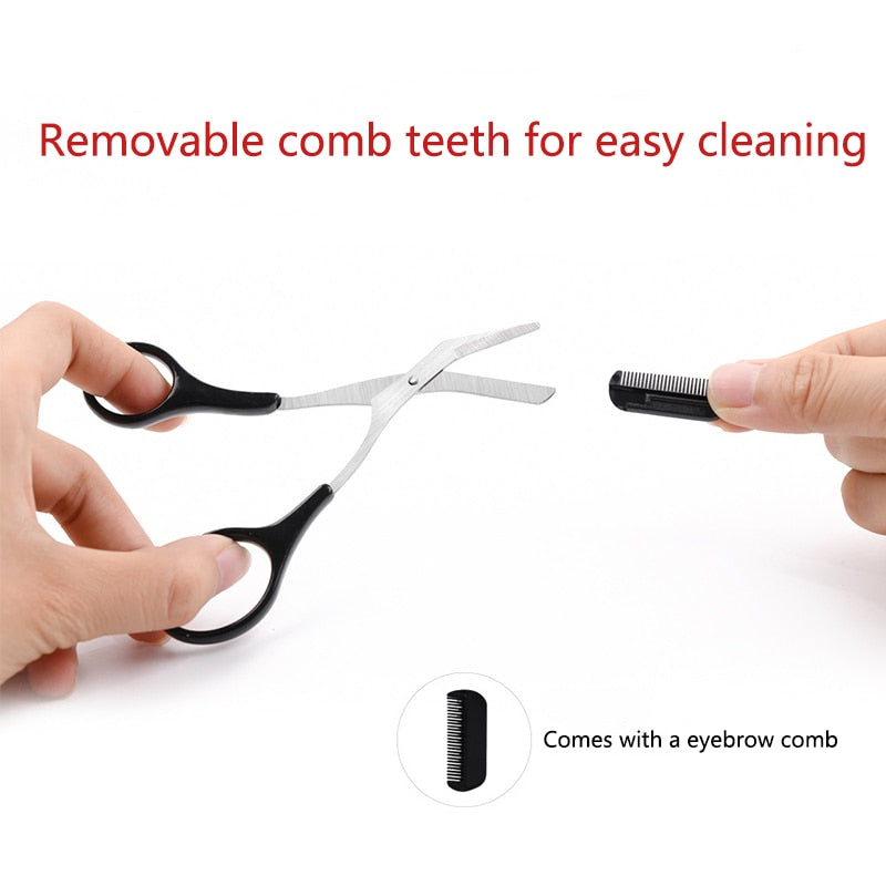 Professional Stainless Steel Eyebrow Scissors with Comb for Women - Precise Grooming & Shaping Tool for Eyebrows, Eyelashes & Facial Hair - Perfect for Home Salon, Travel & Makeup Kit