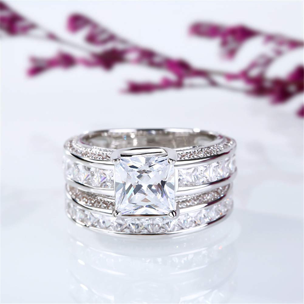 Jeulia 2.85 Carat Princess Cut Sterling Silver Engagement & Wedding Ring Set with Cubic Zirconia for Women - Bridal Jewelry Gift Box for Proposals, Anniversaries & Special Occasions