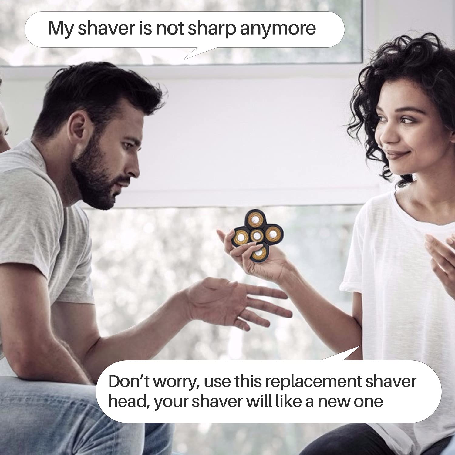 Vsmooth Electric Shaver Replacement Head for Bald Men - Waterproof Wet/Dry Shaving Blades - Floating Replacement Razor Heads for Smooth Shaving - Perfect for Travel, Gym & Daily Grooming Routine
