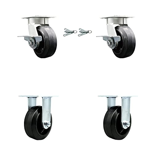 2 Swivel w/2 Brakes & 2 Swivel Locks - 2 Rigid