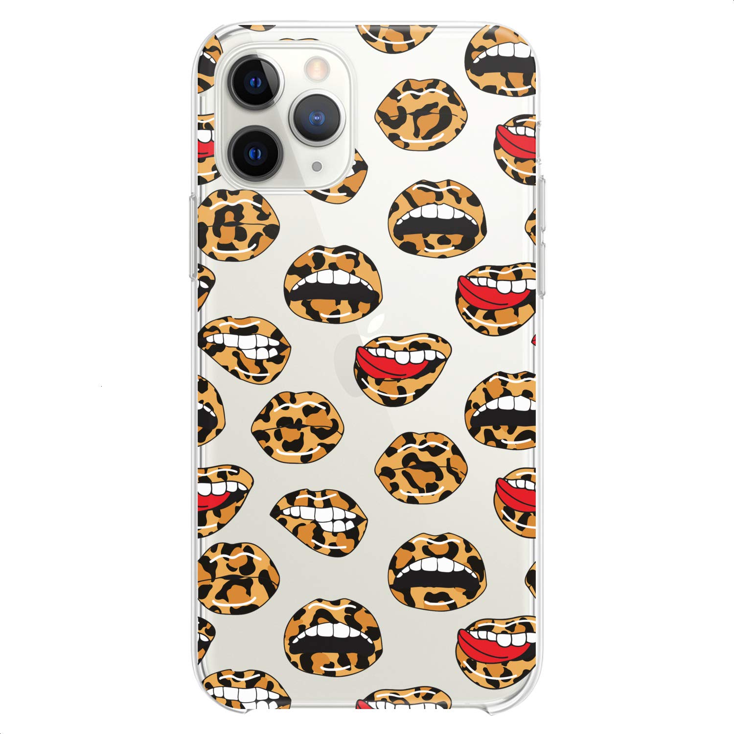 Premium TPU Phone Case for iPhone 16/15/14/13/12/11 Pro Max/Plus/Mini/XS/XR/X/8/7/6/5/SE - Slim Clear Leopard Lips Design, Flexible Silicone Protective Cover for Women - Perfect for Everyday Use, Office & School Accessory