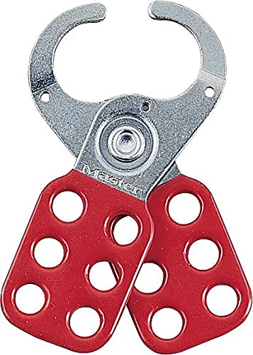Master Lock 421 Lockout Tagout Hasp with Vinyl-Coated Handle & Extended Jaw - Red | Industrial Safety Lock for Equipment Maintenance & OSHA Compliance