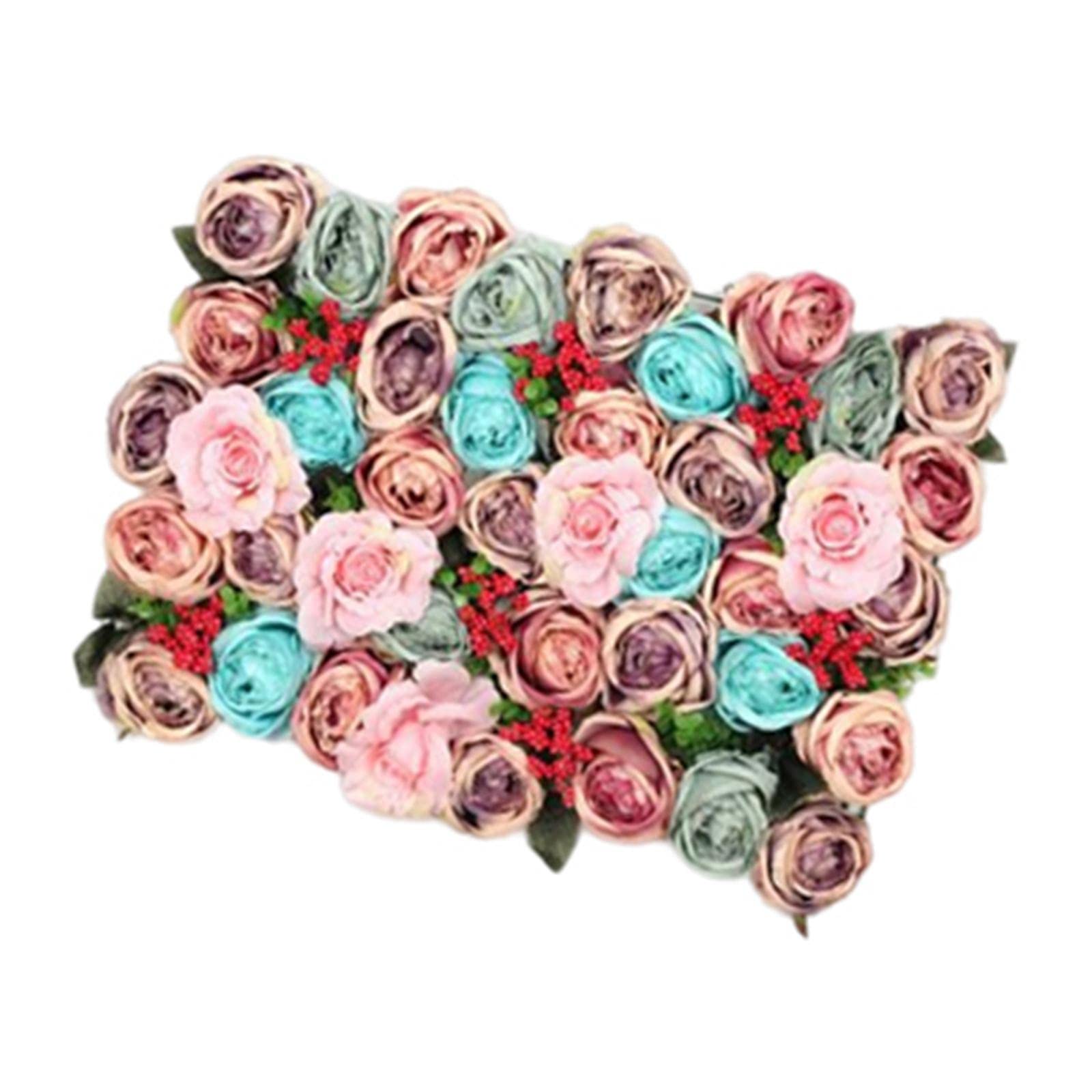 Bddalpke Artificial Rose Flowers - Pink & Blue Silk Fake Roses for Wall Hanging Decor, Home Garden Wedding Party Decoration | Perfect for Bedroom, Living Room, Outdoor Fence & Event Backdrops