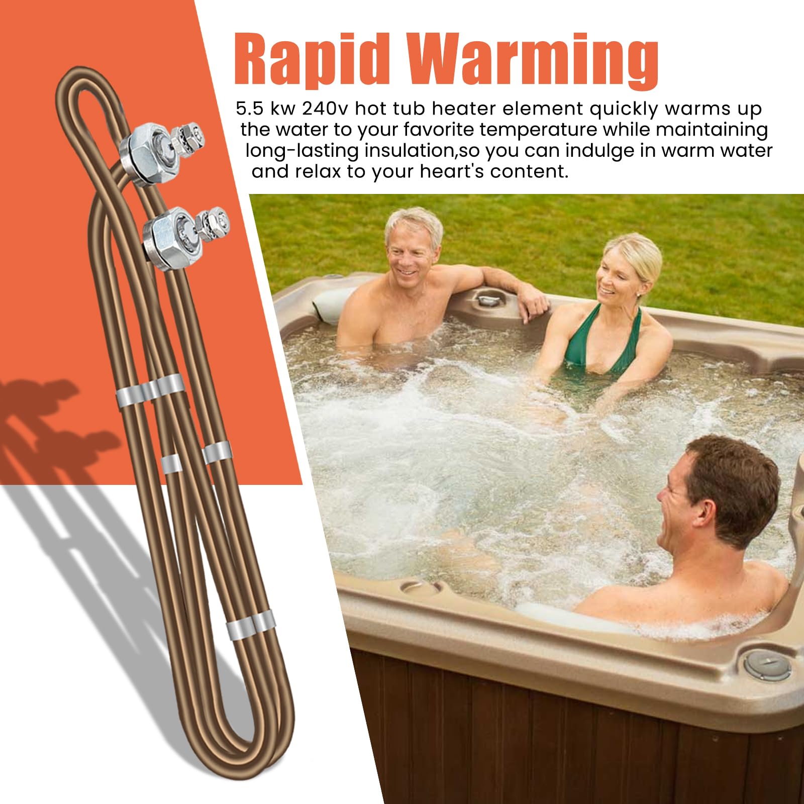 5.5kW 240V Titanium Hot Tub Heater Element - Universal Replacement for Balboa Spa Heaters & Flo-Thru Systems | Durable Electric Spa Heater Upgrade for Relaxing Hot Tub Experiences (5.5kw)