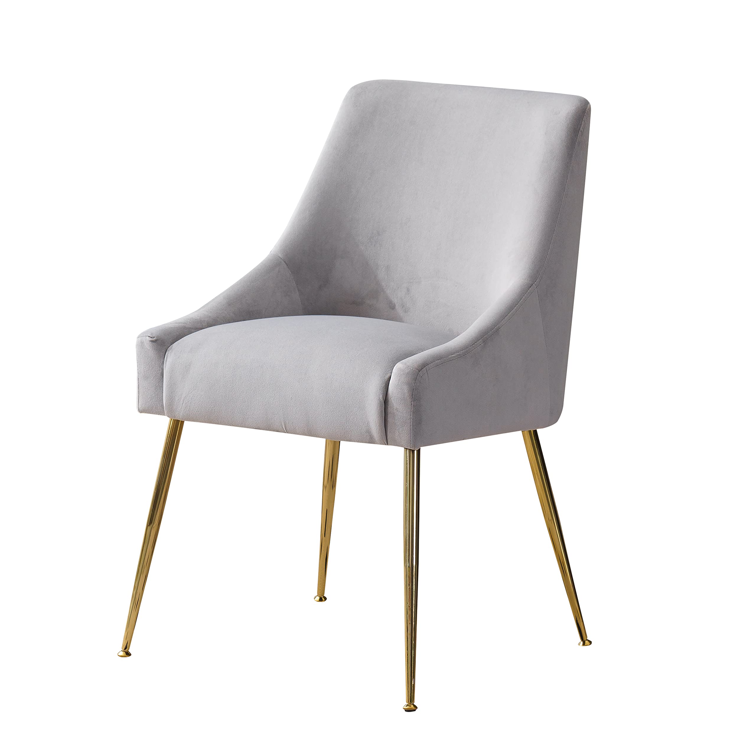 Luxury Velvet Accent Chair with Thick Sponge Cushion & Gold Metal Legs - Modern Upholstered Dining Chair for Living Room, Bedroom, Office - Light Grey Home Decor | Perfect for Reading Nook, Coffee Corner & Guest Seating
