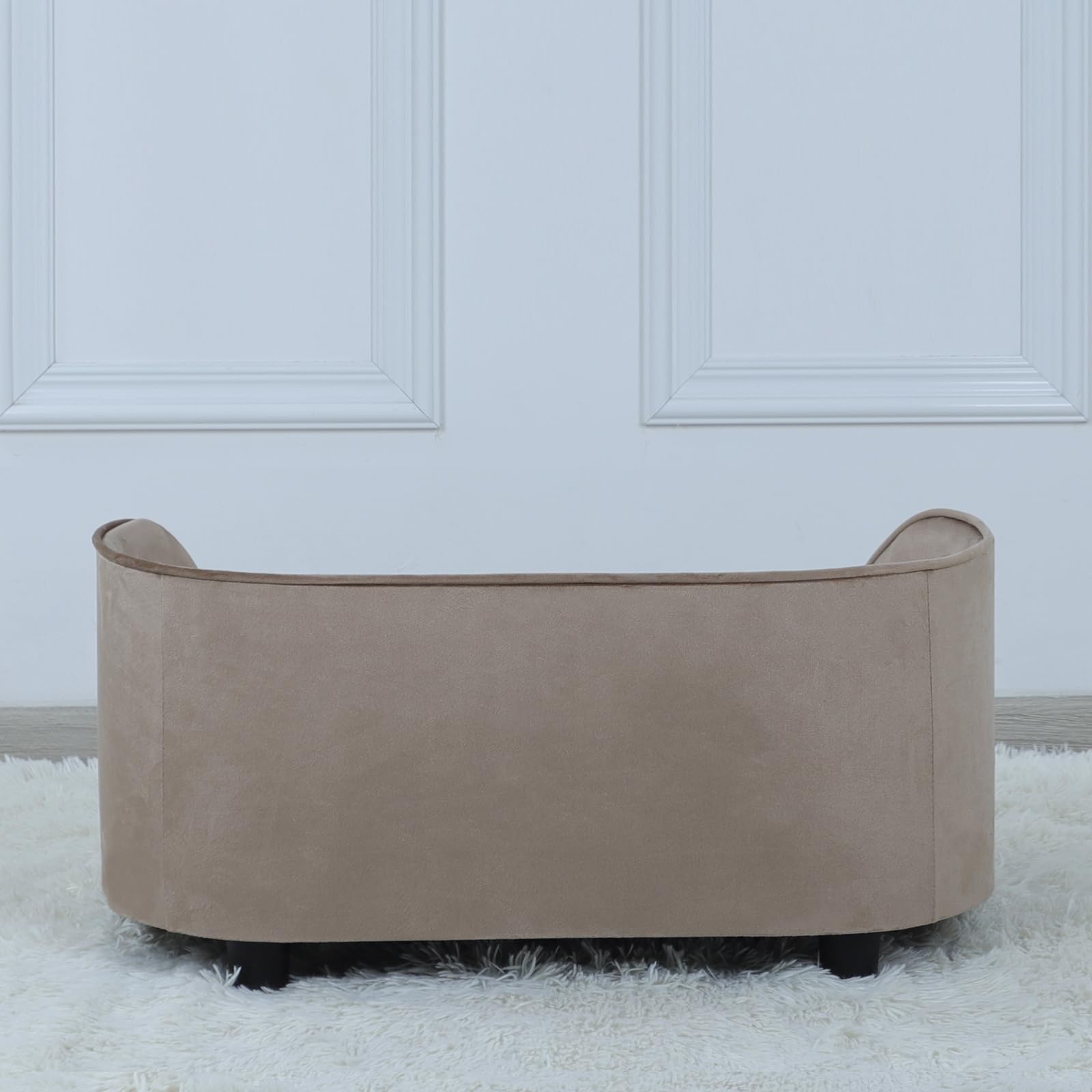 Premium Wooden Frame Velvet Pet Sofa Bed - Washable Cushion Comfy Cat & Small Dog Couch for Puppies - Cozy Pet Furniture for Living Room, Bedroom & Home Decor (Brown)