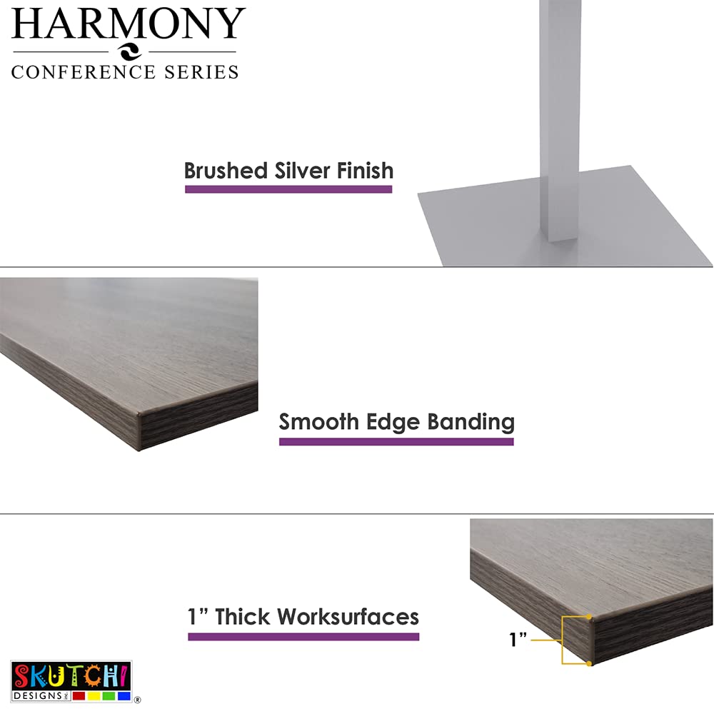 10' Rectangular Conference Table with Built-in Power & Data Ports | Modular 10-Person Meeting Table | Harmony Series | Light Gray | Perfect for Office Meetings, Team Collaboration & Conference Rooms