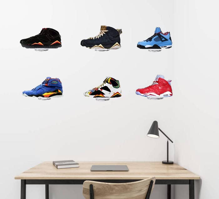 Clear Acrylic Floating Shoe Shelves - 6/8/10/12pcs Wall Mount Sneaker Display Rack | Modern Shoe Organizer & Storage Solution for Sneakerheads, Bedroom, Closet, or Entryway Organization