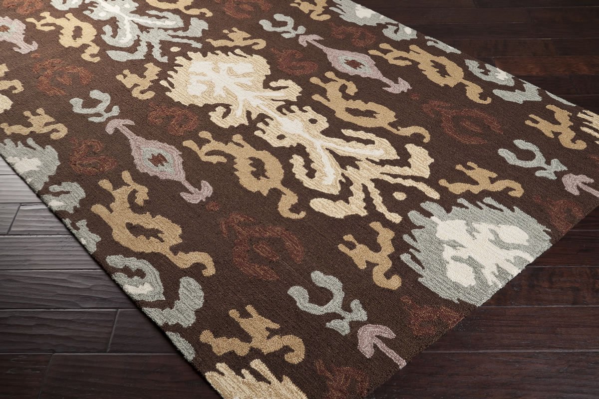 BNT-7673 Dark Chocolate 6' Round Hand Hooked Polyester Area Rug - Transitional Style for Living Room, Bedroom & Office Decor