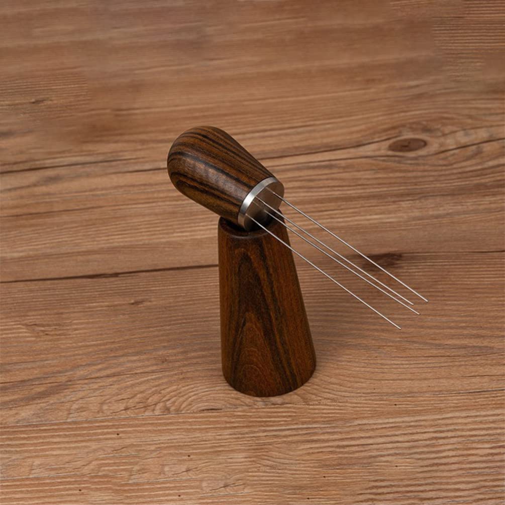 DOITOOL Espresso Coffee Stirrer Set - WDT Coffee Distribution Needle with Wooden Handle & Stand, Hand Tamper for Perfect Espresso Extraction - Ideal for Home Baristas & Coffee Enthusiasts